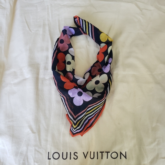 Louis Vuitton Accessories - Authentic Louis Vuitton Blossom Cotton Bandana/Scarf